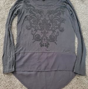 Long sleeve high low u neck